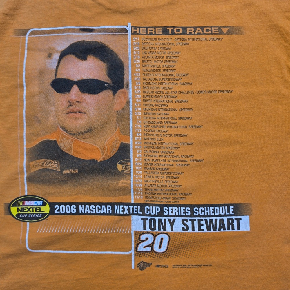 Y2K Distressed Gorpcore Tee Mens XL Orange 2006 NASCAR Tony Stewart Nextel‎ Cup - Picture 4 of 13